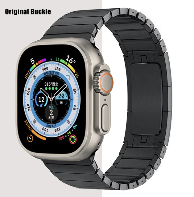 Link Strap Black Metal Bracelet with Detachable Link for iWatch 45 mm 44 mm  42 mm for Series 8 7 6 SE 5 4 3 2 1  Starelabs India